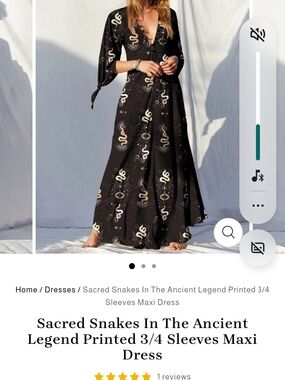 New Black Maxi Dress Snake Print By Coramoon